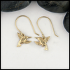 Gold hummingbird drop earrings