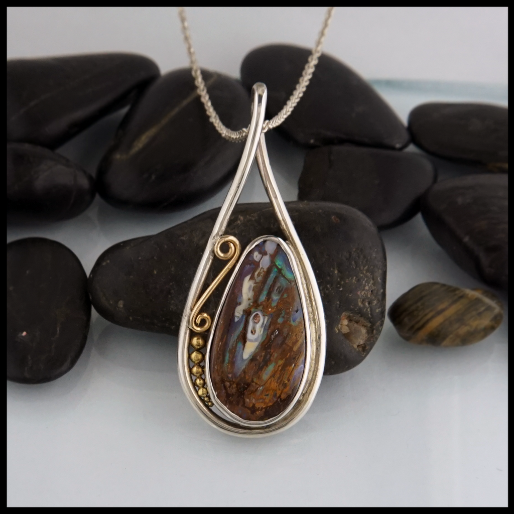 18Y Spiral and Beads, Opal