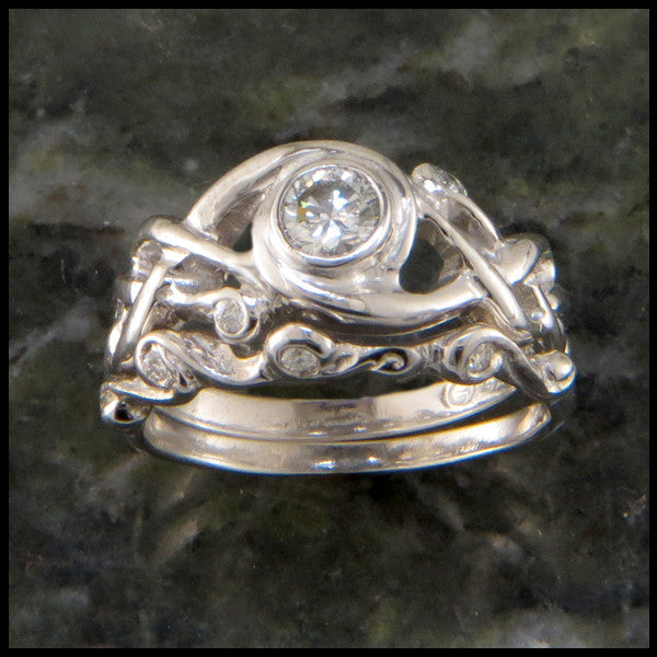 Open Celtic Knot Diamond Bezel Wedding Set