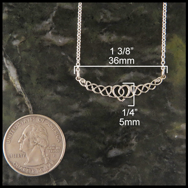Celtic love knot necklace 1 3/8" X 1/4"