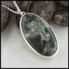 Custom Leaf Moss Agate Pendant in Silver