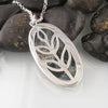 Custom Leaf Moss Agate Pendant in Silver