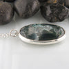 Custom Leaf Moss Agate Pendant in Silver