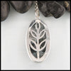 Custom Leaf Moss Agate Pendant in Silver
