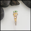Yellow and White Gold Custom Ring with Mint Garnet and Diamonds