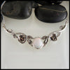 Sterling Silver Floral Bar Pendant with White Opal
