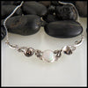 Silver and Rose Gold Floral Necklace with White Opal