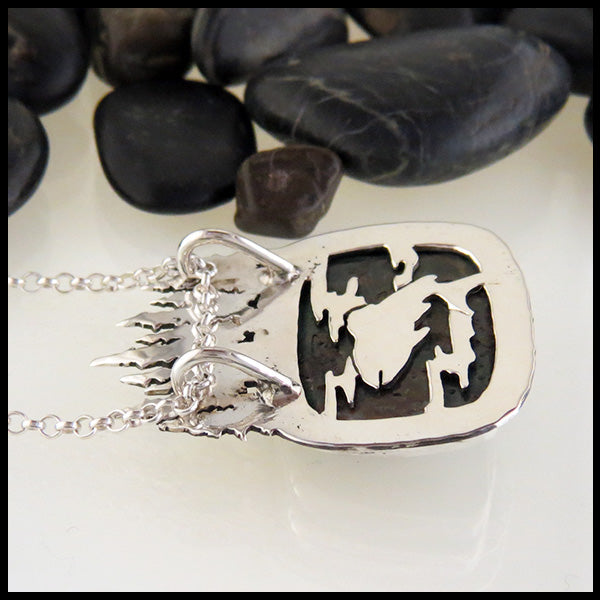 Bear and Salmon Necklace with Sunrise Chrysocolla Cabochon