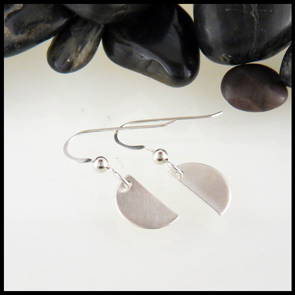 Brush finish half circle earrings