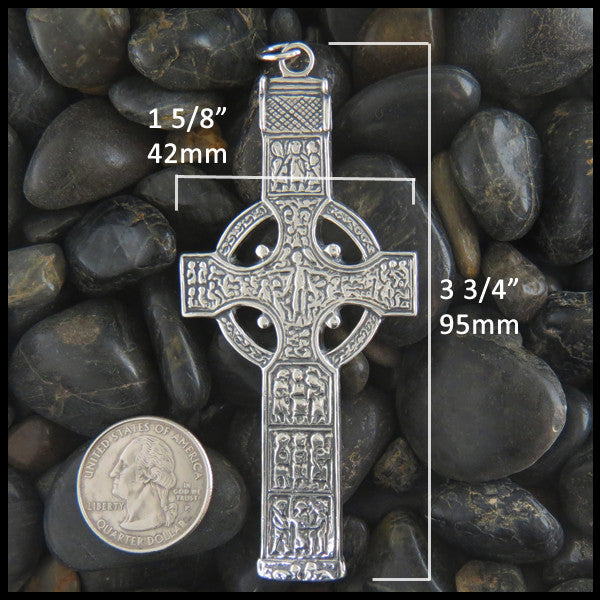 Large Irish Celtic Cross in Sterling Silver