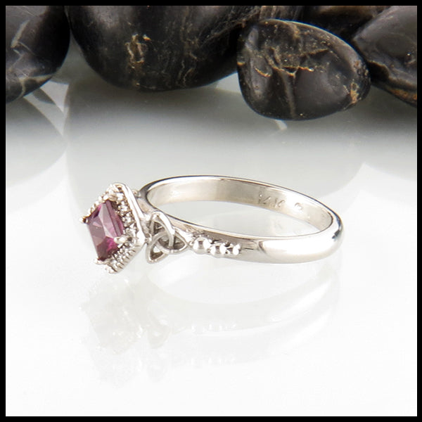 Rhodelite Halo Engagement Ring
