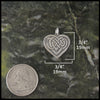 Small Celtic Heart knot necklace in Sterling Silver measures 3/4" by 3/4"