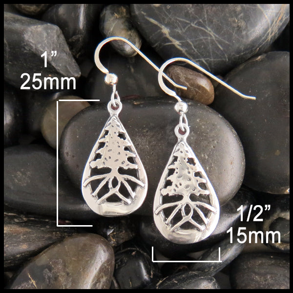 Pine Tree earrings 1inch by 1/2 inch