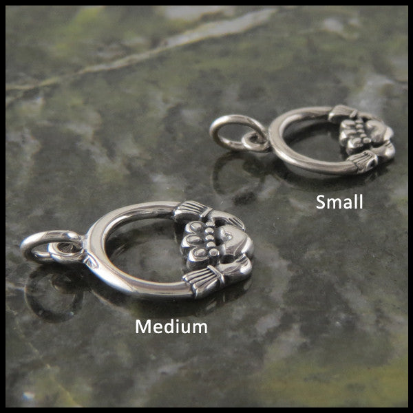 Claddagh Pendant Necklace in Sterling Silver in medium and small