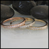 14k rose white and yellow gold narrow milgrain stacking rings set with diamonds