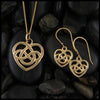 Robin's Heart Necklace and Earring set in gold