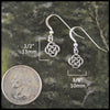 Dainty Josephine's Knot, Lover's Knot, Celtic Earrings in Sterling Silver measure 1/2" by 3/8"