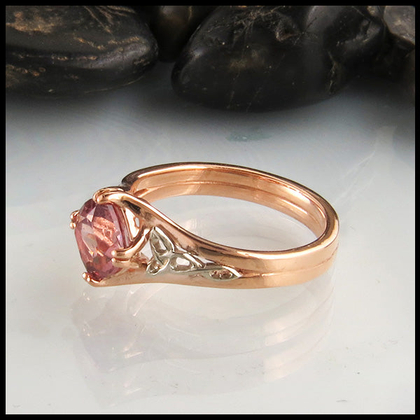 Rose and White gold ring with malaya garnet