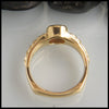 Profile view of Custom Rhodolite Garnet Ring in yellow gold