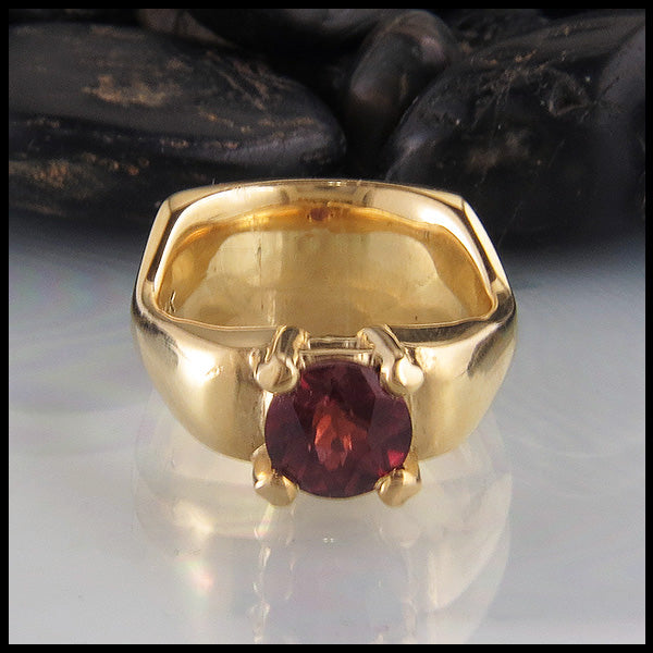 Rhodolite garnet ring in yellow gold
