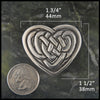 Celtic Heart brooch in Sterling Silver measures 1 3/4" by 1 1/2"