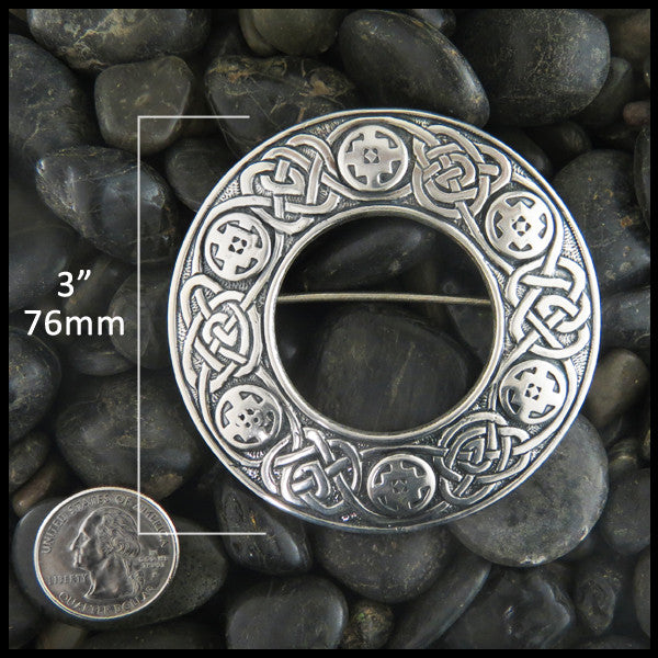 Celtic Knotwork Brooch in Sterling Silver measures 3"