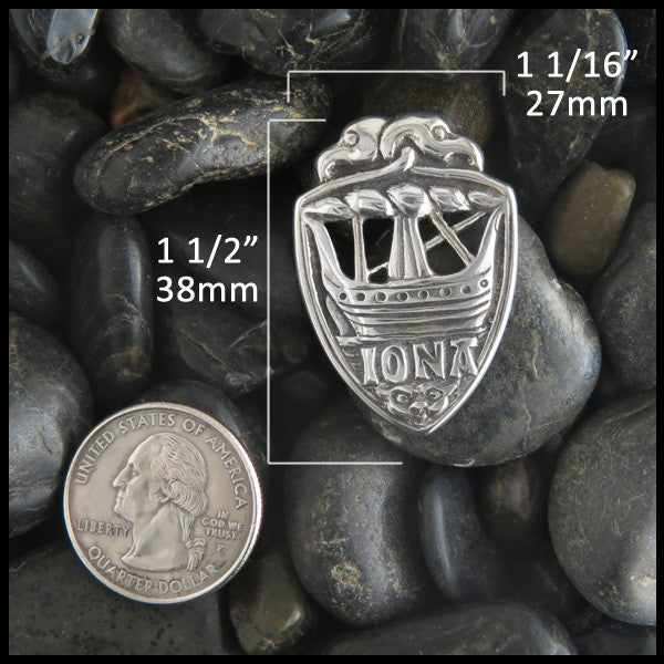 Sterling Silver Iona Brooch measures 1 1/2" by 1 1/16"