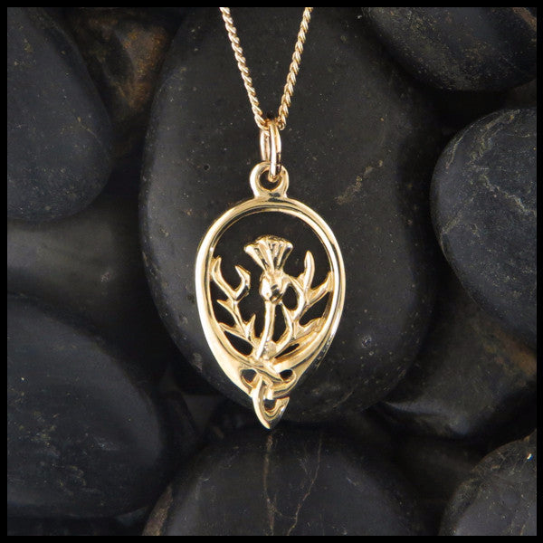 Triquetra Thistle pendant in 14K Gold.