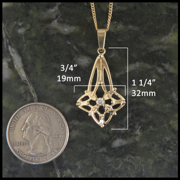Trinity Star pendant in 14K Yellow, Rose and White Gold with gemstones