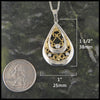 Ornate Teardrop pendant in Sterling Silver and Gold