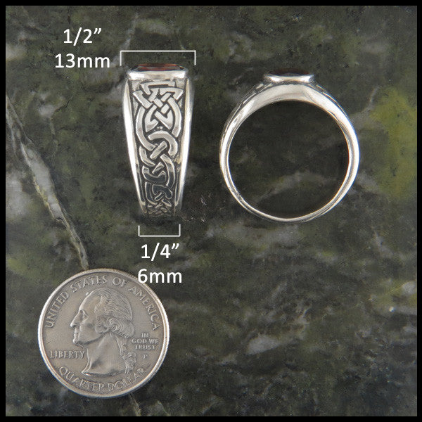 Men's Celtic Knot Ring with Stones in Sterling Silver