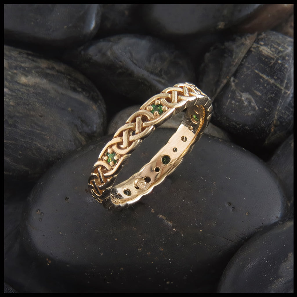 Josephine's Knot Wedding Band, Stacking Ring with Gemstones