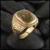 Large Men's Celtic Ring with Bloodstone in 14K Gold