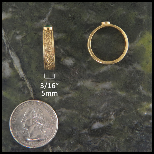 Josephine's Knot, Lover's Knot, Ring Band in 14K Gold with Gemstones