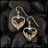 Autumn's Heart and Oak Leaf Earrings in Sterling Silver and Gold with Sapphire