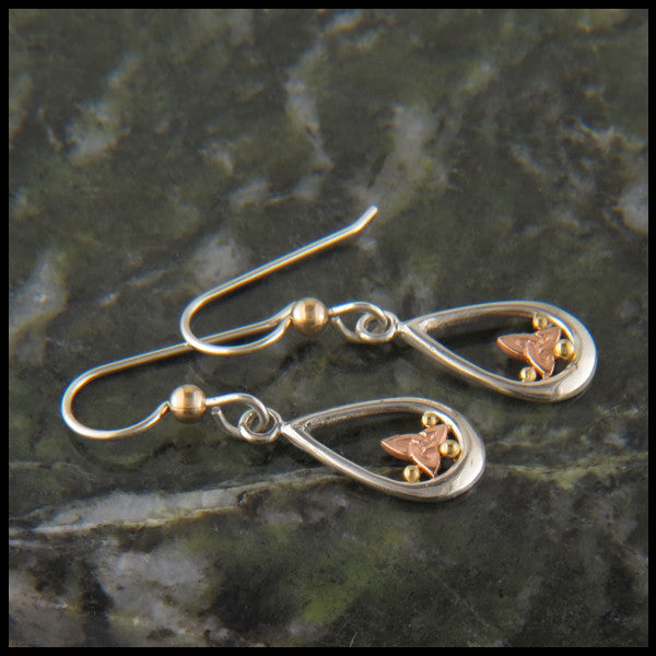 Triquetra Teardrop earrings in Sterling Silver and Gold