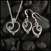 Celtic Heart and Triquetra Pendant and Earring Set in Sterling Silver