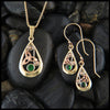 Teardrop triquetra earrings in 14K Gold with Tsavorite