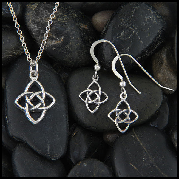 Celtic knot pendant and earring set in Sterling Silver