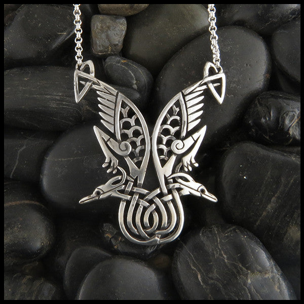 Celtic Heron Pendant in sterling silver by Mithril Jewelry