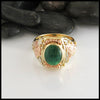 trigold emerald cabochon spiral shamrock triquetra rose white yellow green irish celtic ring 