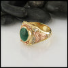 trigold emerald cabochon spiral shamrock triquetra rose white yellow green irish celtic ring 