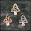 Trinity Knot post earrings in 14K Gold with Gemstones