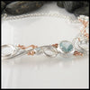 Aquamarine & Spiral Custom Bar Pendant in Silver and Gold