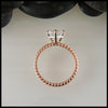 Profile view of Asscher Cut Moissanite Solitaire Celtic Love Knot Ring
