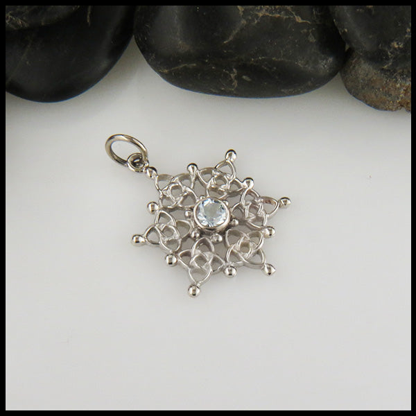 Gold Celtic Snowflake with Aquamarine