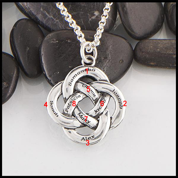 Engraving Placement on Large Personalized Josephine Knot pendant in sterling silver