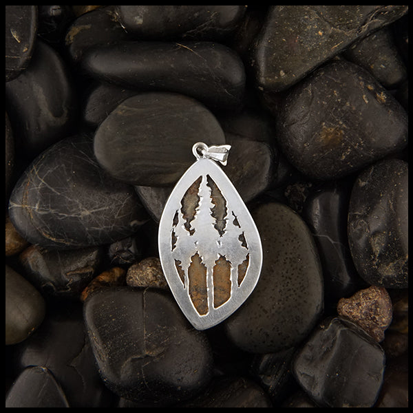 Pine Tree and Pietersite pendant in Sterling Silver