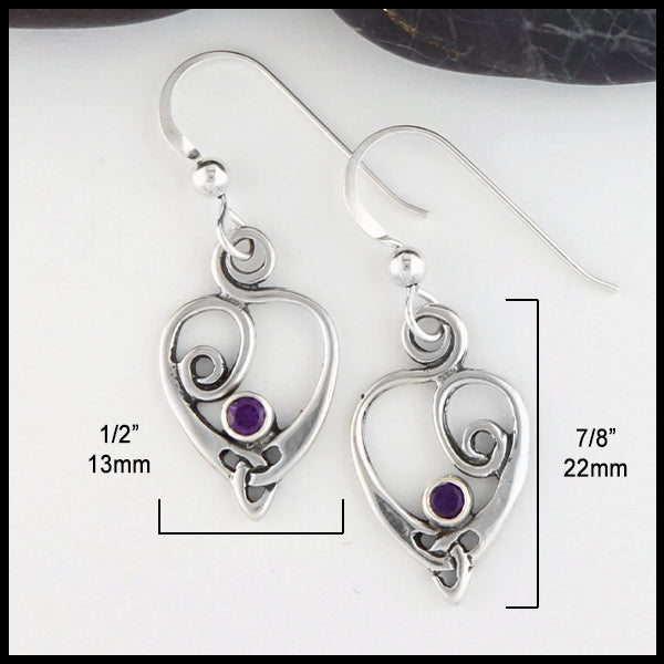Anna's Heart Earrings measure 1/2" by 7/8"