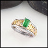 Emerald Cut Tsavorite Ring in yellow, white, and rose gold